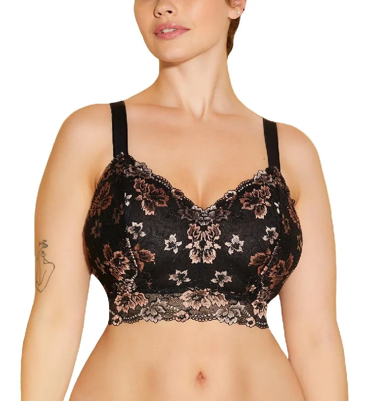 eco-friendly briefs for minimalists-Cosabella Savona SUPER Curvy Longline Bralette (SAVON1386) - Black/Mandorla