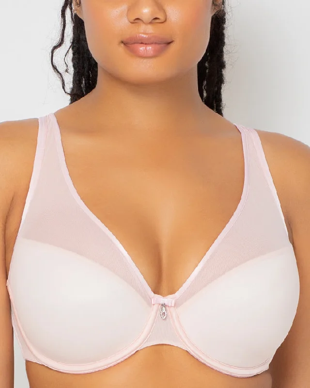 cute unicorn panties for fun-Curvy Couture Sheer Mesh Plunge Underwire Bra (More colors available) - 1310 - Rose