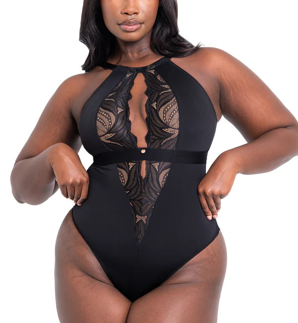 retro polka dot panties-Curvy Kate Scantilly Indulgence Stretch Lace Bodysuit