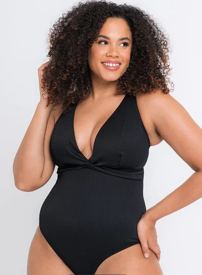 warm underwear for snowy days-Curvy Kate Twist and Shout Non Wired Swimsuit *Final Sale*