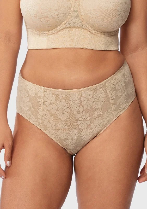 soft silk panties for elegance-Daisy High-Rise Soft Comfort Natural Nude Lace Brief Underwear