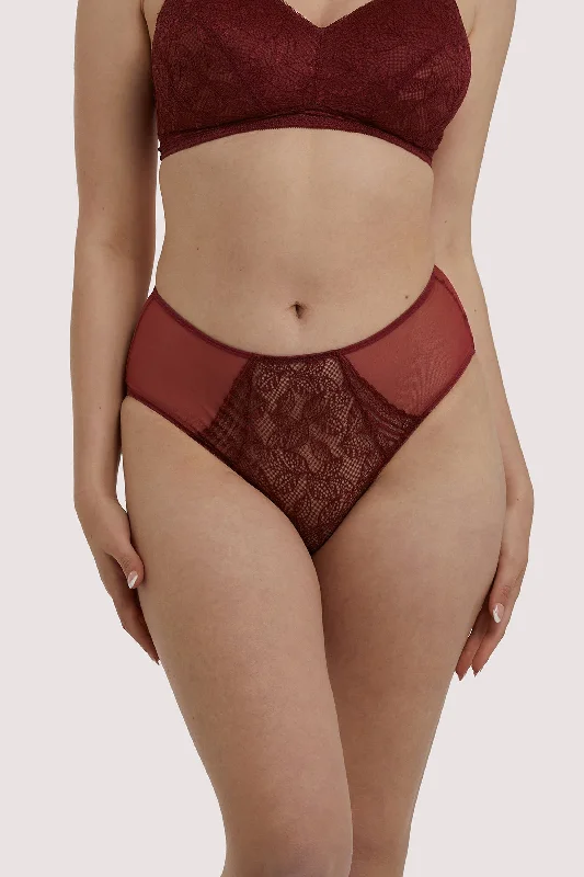 breathable cotton panties for workouts-Emma Merlot High Waist Brief