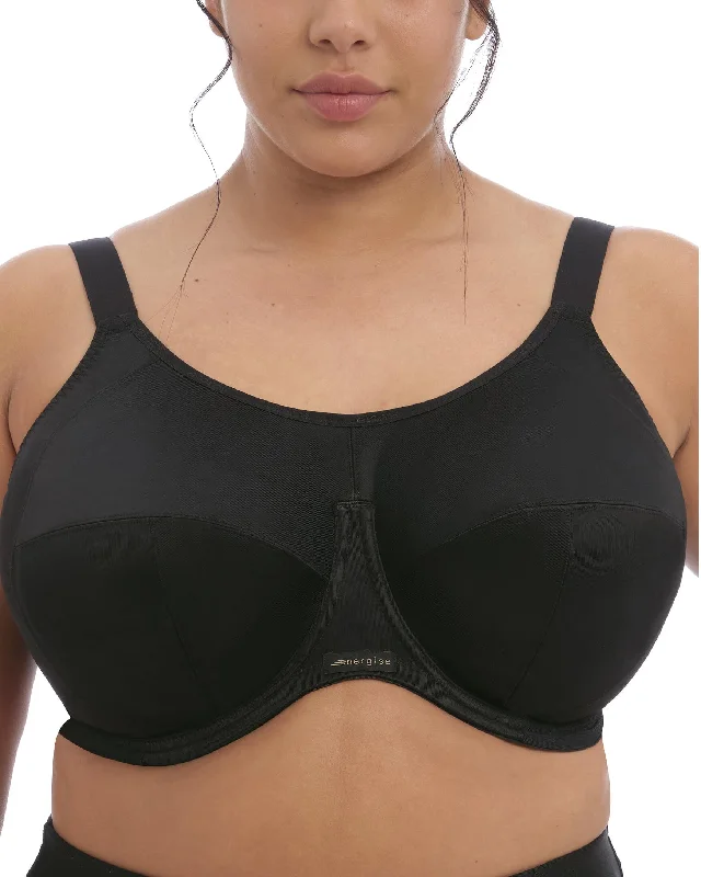 warm briefs for camping nights-Elomi Energise Underwire Sports Bra (More colors available) - Black