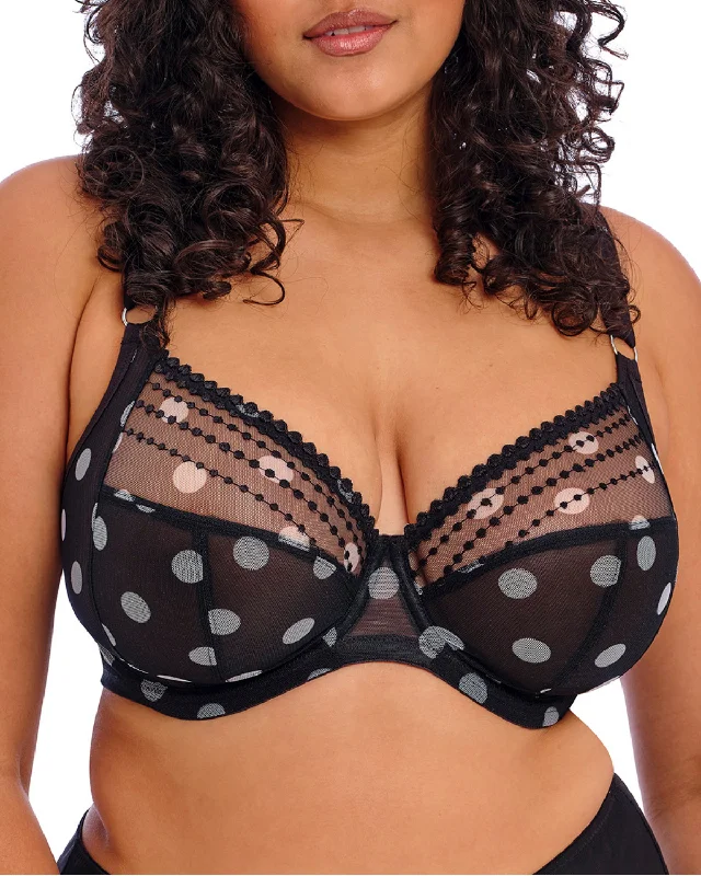 soft bamboo briefs for eco-Elomi Matilda Plunge Underwire Bra (More colors available) - 8900 - Black Dot