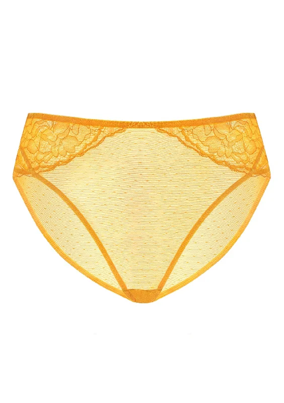 eco-friendly briefs for minimalists-Enchante High-Rise Cadmium Yellow Mesh Brief Underwear