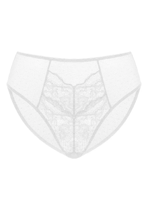 lightweight thong for warm days-Enchante High-Rise White Lace Brief Underwear