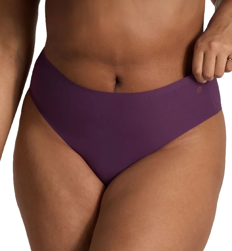 seamless briefs for bodycon skirts-Evelyn & Bobbie High-Waisted Thong (1703) - Plum