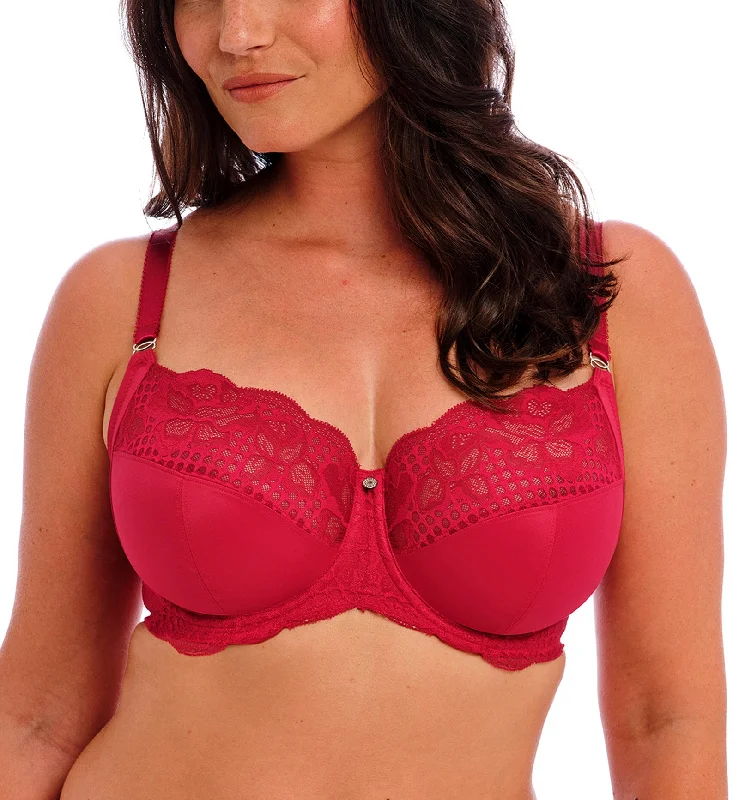 supportive underwear for long walks-Fantasie Reflect Side Support Stretch Lace Underwire Bra (101801) - Red