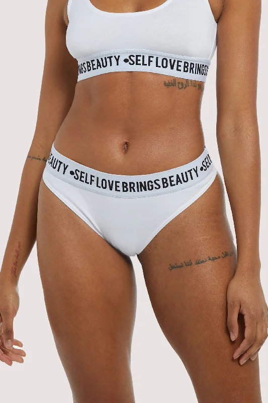 lightweight briefs for travel packs-Self Love White Brief