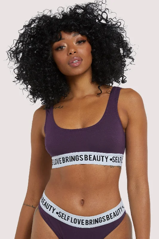 quirky panties with funny quotes-Self Love Purple Crop top