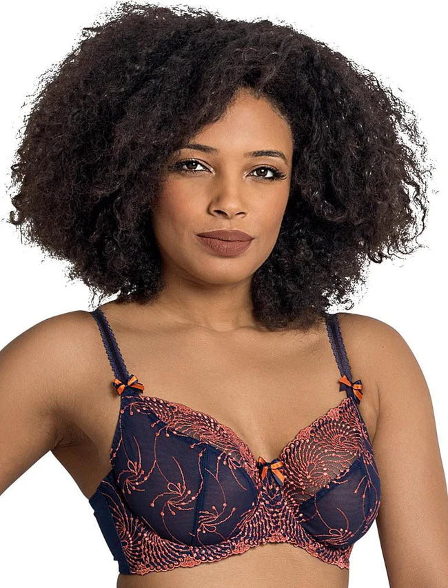 high-waisted briefs for smoothing-Fit Fully Yours Nicole See-Thru Lace Underwire/Navy Coral Bra (#B2271)