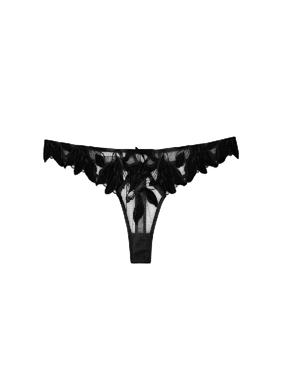 breathable cotton briefs for office-Fleur du Mal Lily Embroidered Thong