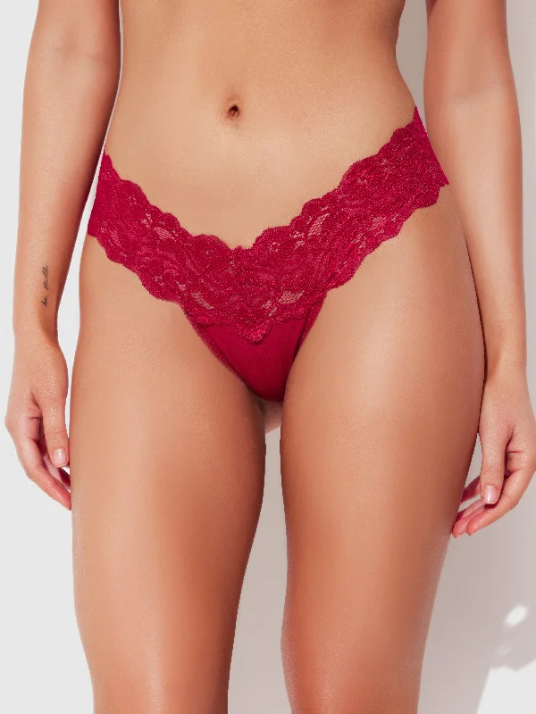 thin panties for summer dresses-Bridget Stretch Cotton & Lace Thong