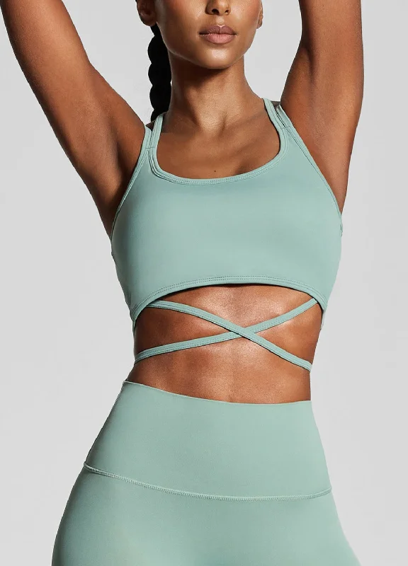 thick briefs for snow days-Fresh Green Strappy Front Top