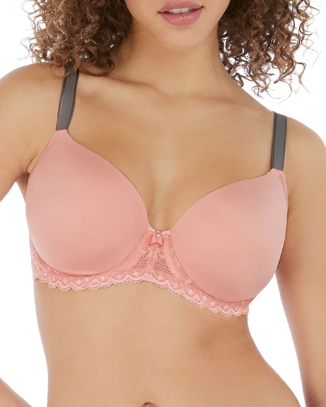 cozy underwear for postpartum care-Freya Offbeat Underwire Molded Demi Bra - AA5450 - Rosehip