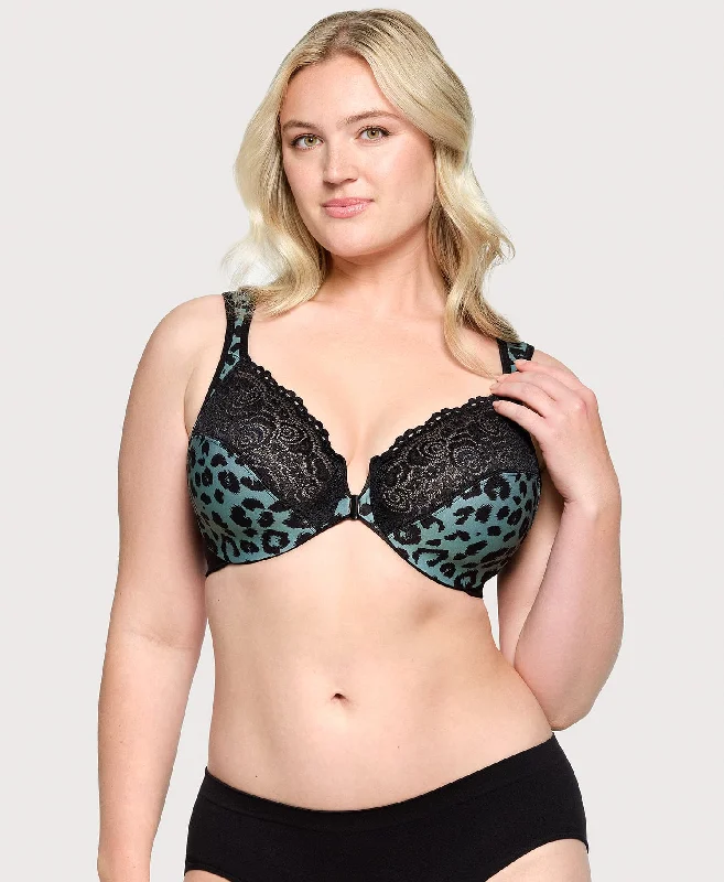 quick-dry panties for swimming-Front-Closure WonderWire Bra Centennial Leopard