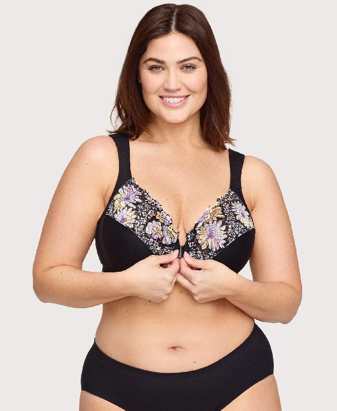 soft bamboo briefs for eco-Front-Closure WonderWire Bra Floral Print