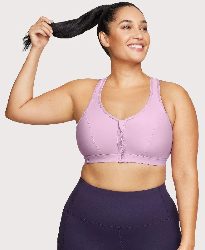 festive Valentine’s Day panties-Front-Closure Zip Up Sports Bra Lavender