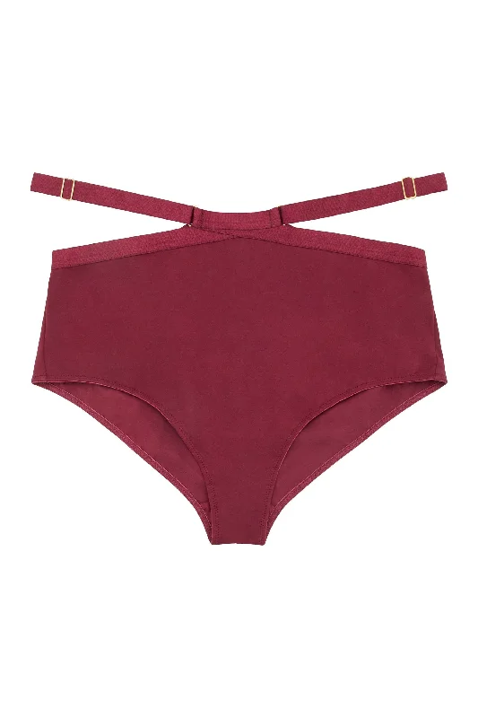 thin underwear for tight skirts-On The Rocks Wine Strappy HW Brief