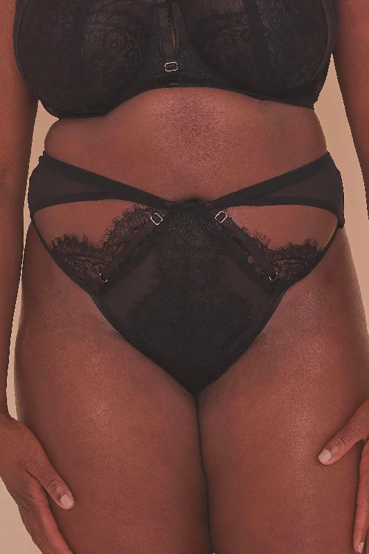 breathable cotton thong for summer-Leandra Strapped Up High Waist Knicker