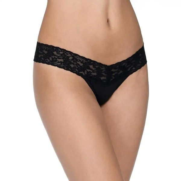 high-waisted briefs for smoothing-Hanky Panky Cotton With A Conscience Low Rise Thong