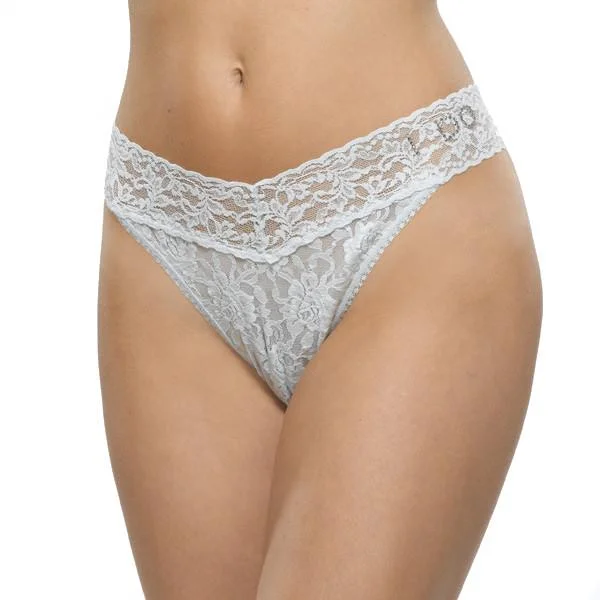 stylish lace panties for femininity-Hanky Panky Crystal I Do Original Rise Thong