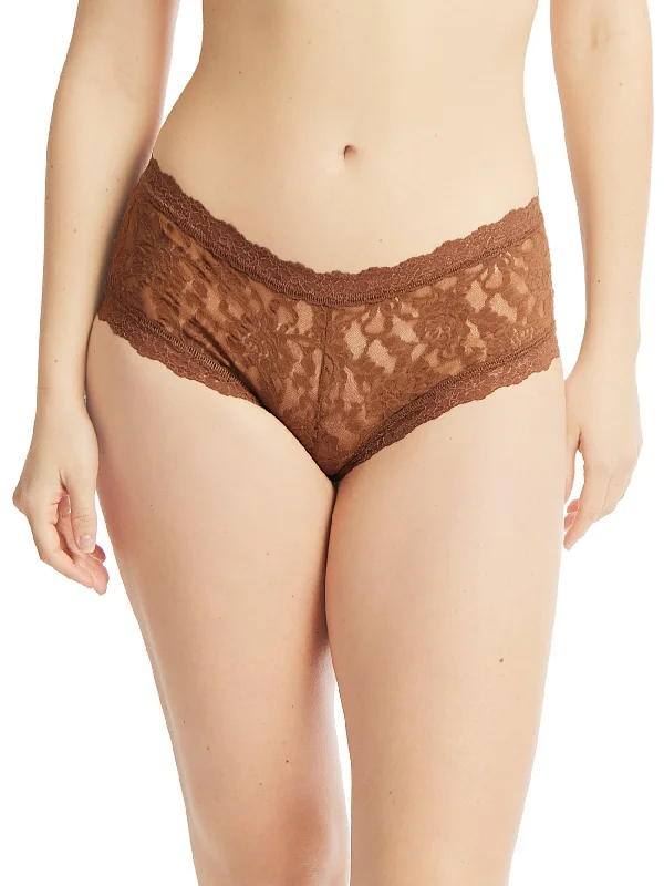 warm underwear for ski trips-Hanky Panky Signature Lace Boy Short - Macchiato