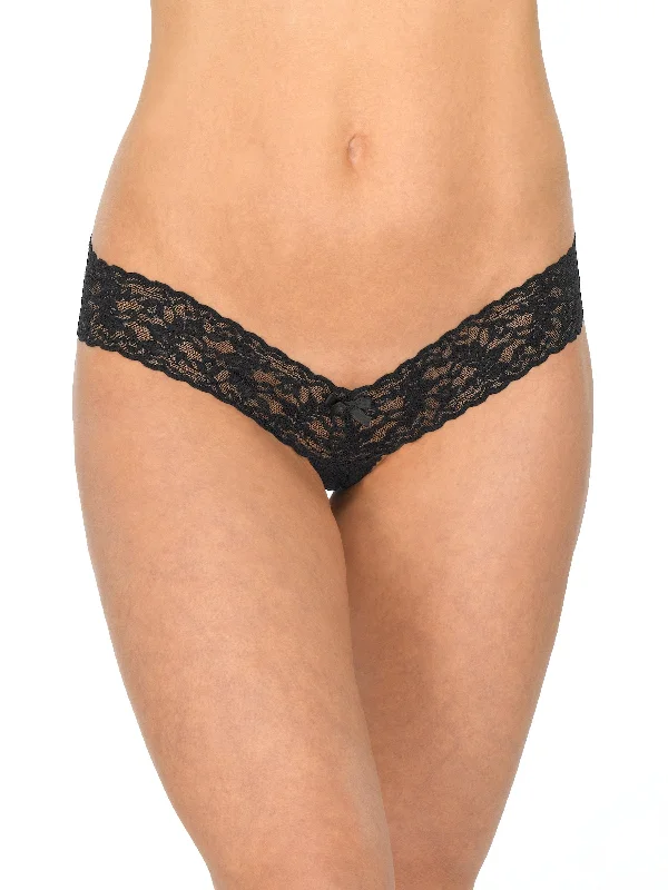 premium silk panties for softness-Hanky Panky Signature Lace Crotchless Thong