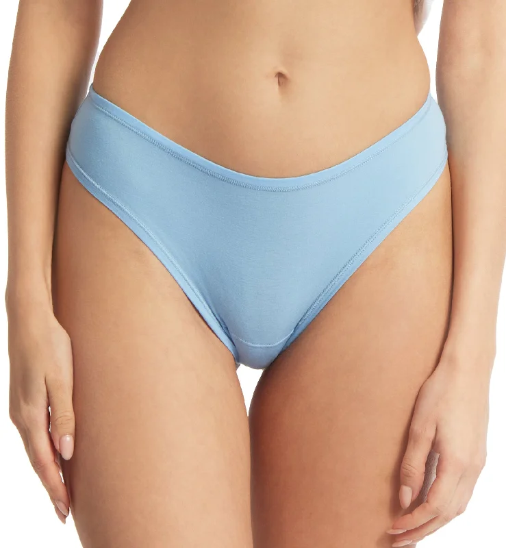 breathable cotton thong for summer-Hanky Panky Play Cotton Natural Rise Thong (721664) - Partly Cloudy