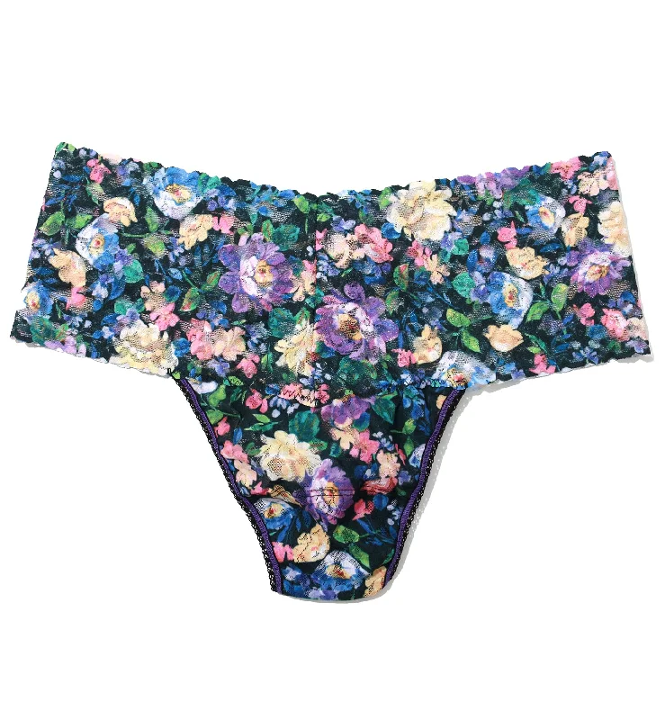 soft cotton briefs for lounging-Hanky Panky Plus Size Printed Retro Lace Thong (PR9K1926X) - Dream Garden