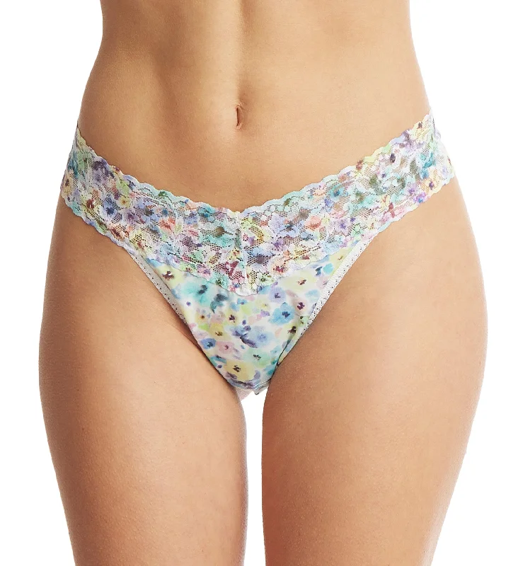 thin underwear for tight skirts-Hanky Panky Printed Cotton Original Rise Thong (PR891801) - Wishful Thinking