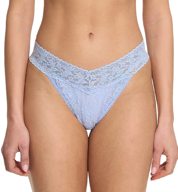 eco-conscious panties with recycled fabric-Hanky Panky Signature Lace Original Rise Thong (4811P) - Clarity