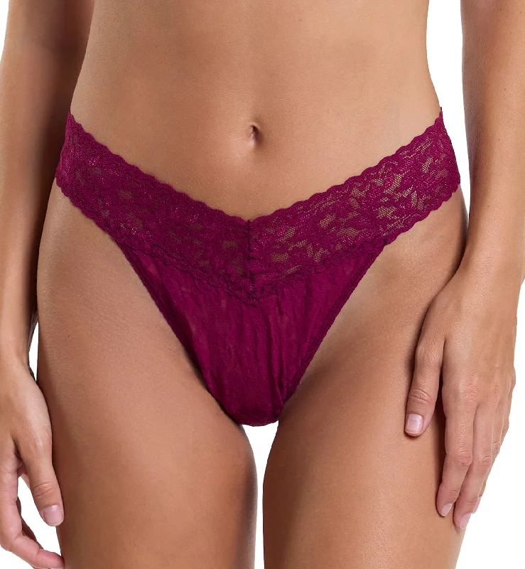 quirky panties with funny quotes-Hanky Panky Signature Lace Original Rise Thong (4811P) - Sugar Plum