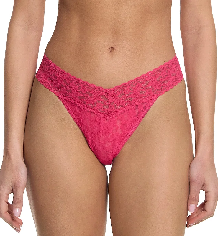 trendy panties with bold stripes-Hanky Panky Signature Lace Original Rise Thong (4811P) - Sweet Tart