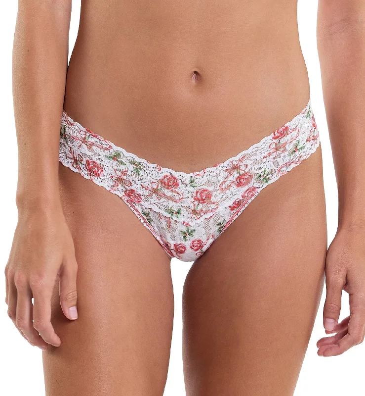 moisture-wicking thong for running-Hanky Panky Signature Lace Printed Low Rise Thong (PR4911P) - Something Sweet