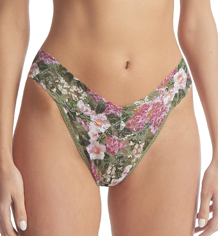 thick period panties for nights-Hanky Panky Signature Lace Printed Original Rise Thong (PR4811P) - Florist