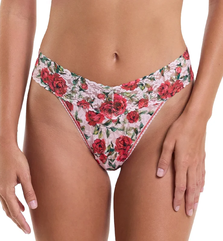 premium silk panties for softness-Hanky Panky Signature Lace Printed Original Rise Thong (PR4811P) - Je Taime