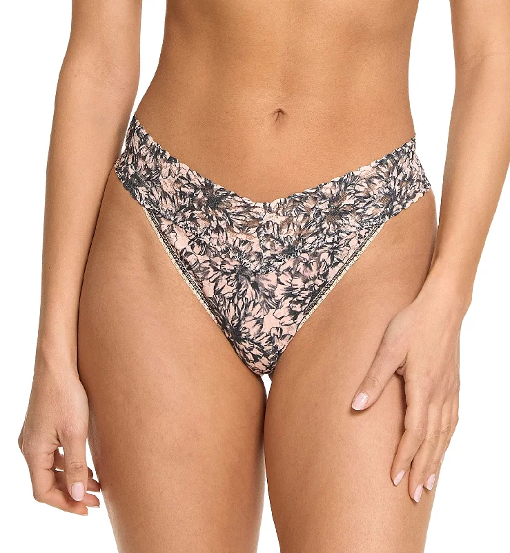 stretchy briefs for dance practice-Hanky Panky Signature Lace Printed Original Rise Thong (PR4811P) - Outline