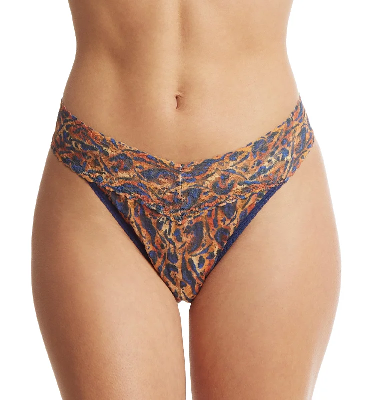 extra-wide underwear for comfort-Hanky Panky Signature Lace Printed Original Rise Thong (PR4811P) - Wild About Blue