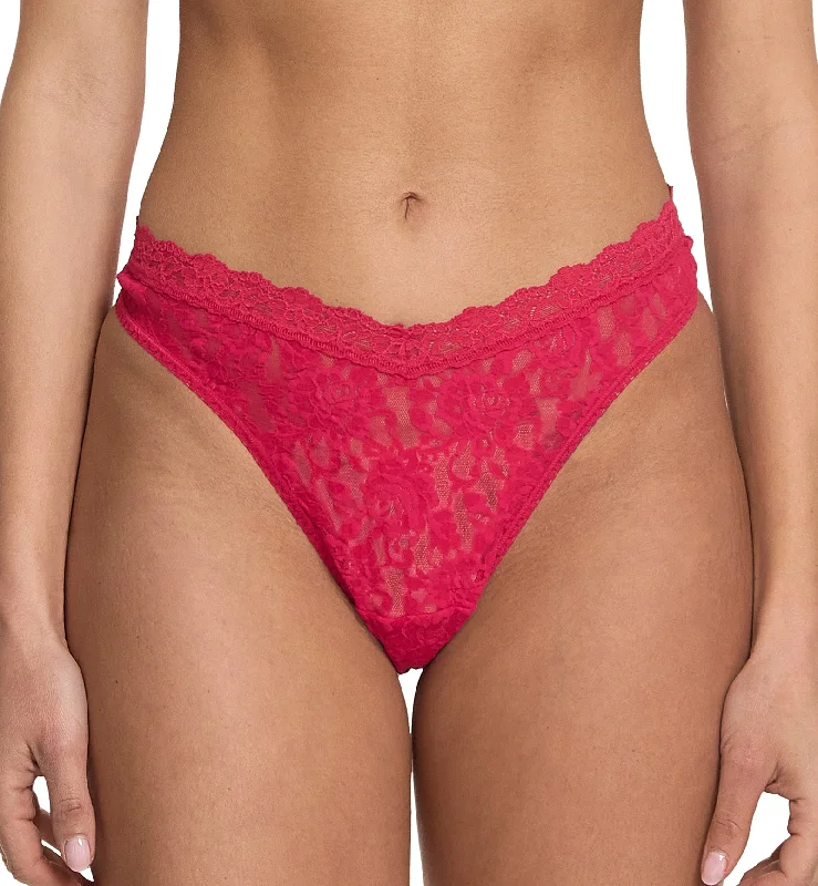 stretchy panties for active days-Hanky Panky Signature Lace V-Front High Cut Thong (481854) - Beet Juice