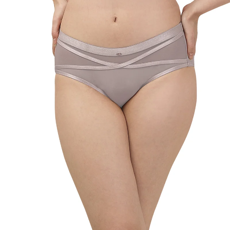 plush velour underwear for cozy-High Rise Full Coverage Panty with Mesh Detailing - CP-1131