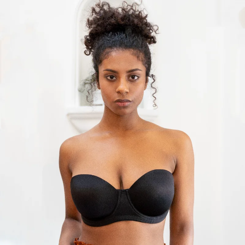 festive Valentine’s Day panties-Angelina Strapless/Convertible Underwire Bra Cup - Black