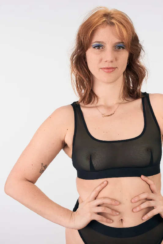 breathable mesh panties for sports-La Fille d'O: Ramble On Wireless Bra - Black