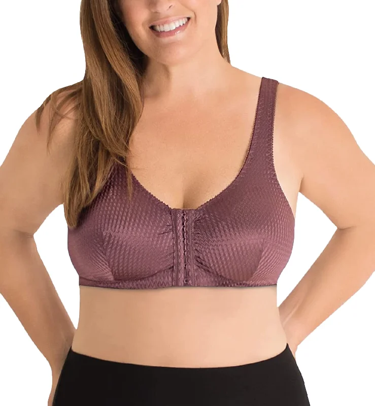 moisture-wicking panties for cycling-Leading Lady Marlene Zig-Zag Nylon Front Closure Bra (151) - Wistful Mauve