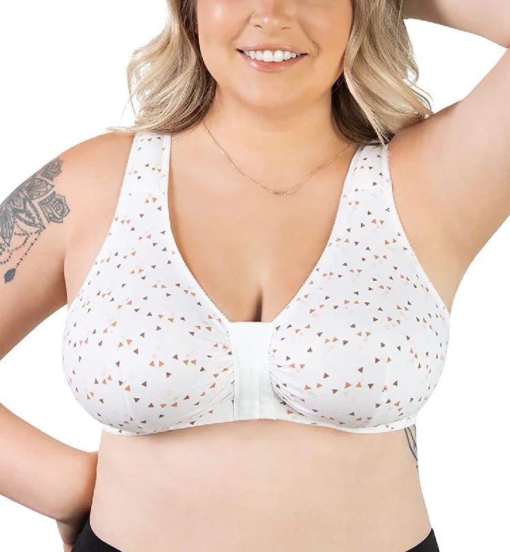 cozy underwear for postpartum care-Leading Lady Meryl Cotton Front Closure Bra (110) - Toasted Toffee Triangle