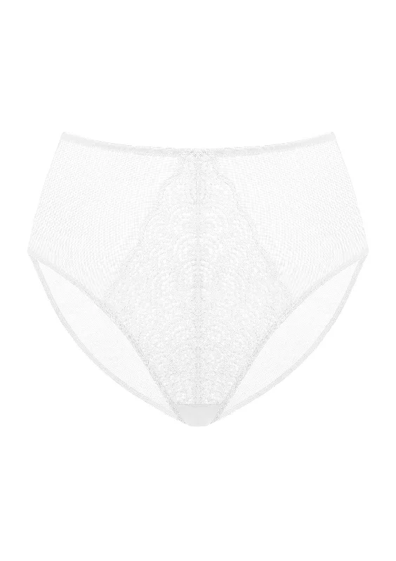 breathable linen briefs for heat-Mermaid High-Rise White Lace Brief Underwear