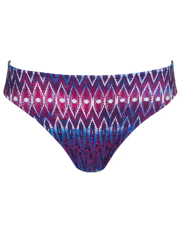 colorful tie-dye briefs for festivals-Miss Mandalay Rizzo Deep Bikini Brief Purple Print