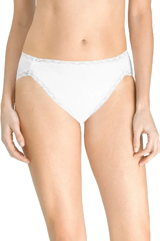 warm underwear for snowy days-Natori Bliss Cotton French Cut Panty - White