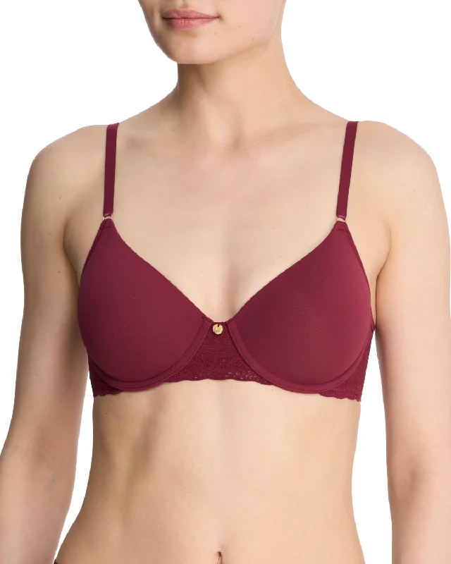 supportive briefs for long periods-Natori Bliss Perfection T-Shirt Bra (More colors available) - 721154 - Dark Cherry