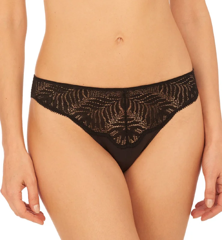 stylish lace thong for evenings-Natori Lush Thong (771309) - Black